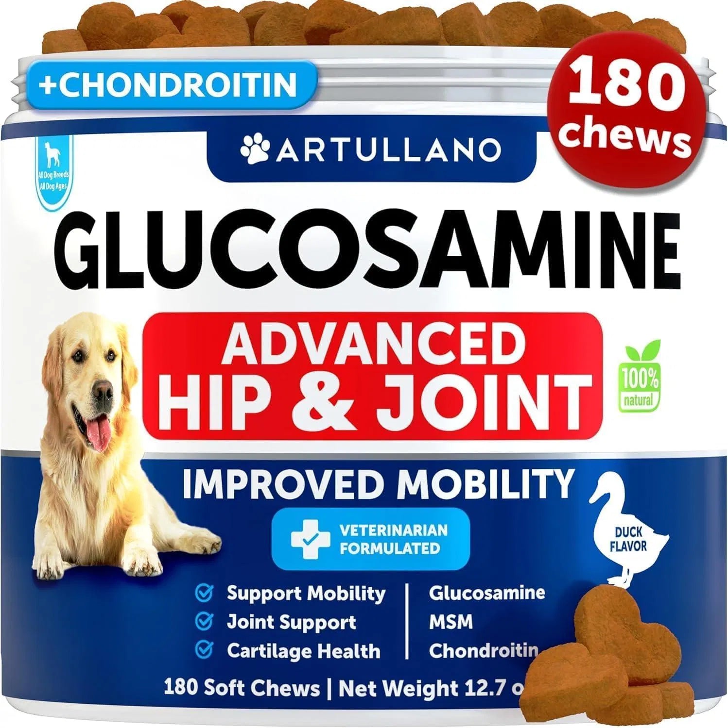 KFX-3796413 Glucosamine Chews for Dogs with Chondroitin and Hemp Oil for Joint Support, 120 Soft Treats