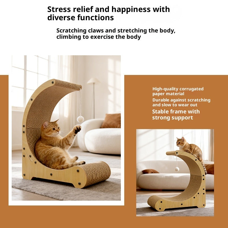 KFX-3796541 Arc-Shaped Corrugated Paper Cat Scratching Board and Nest Climbing Frame