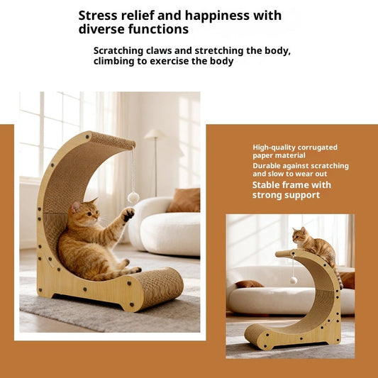 KFX-3796541 Arc-Shaped Corrugated Paper Cat Scratching Board and Nest Climbing Frame