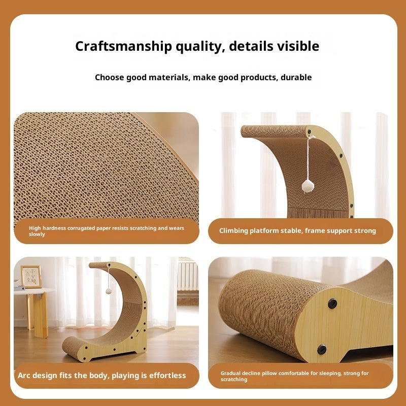 KFX-3796541 Arc-Shaped Corrugated Paper Cat Scratching Board and Nest Climbing Frame