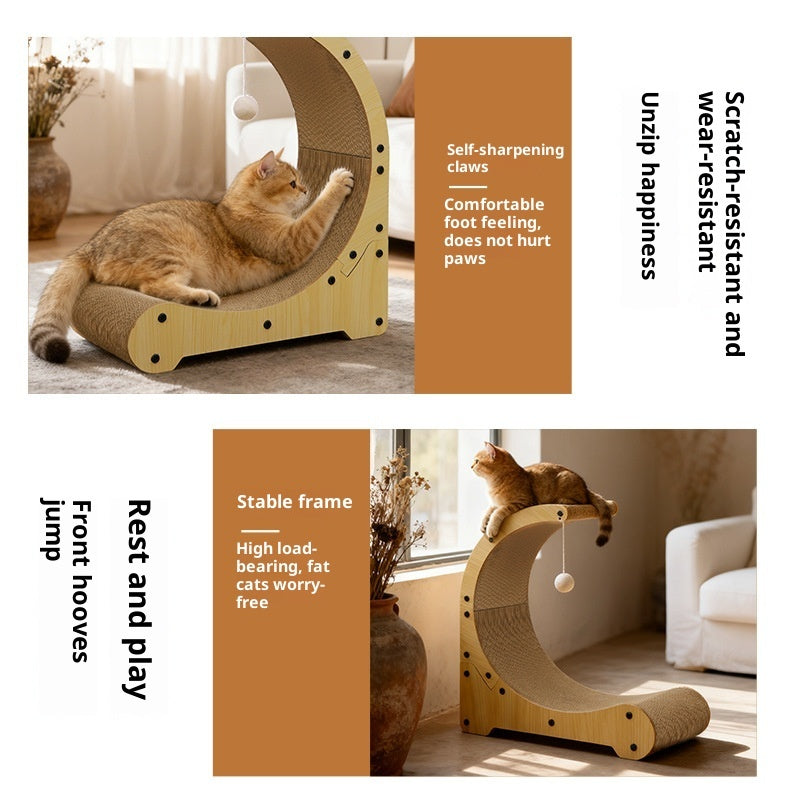 KFX-3796541 Arc-Shaped Corrugated Paper Cat Scratching Board and Nest Climbing Frame