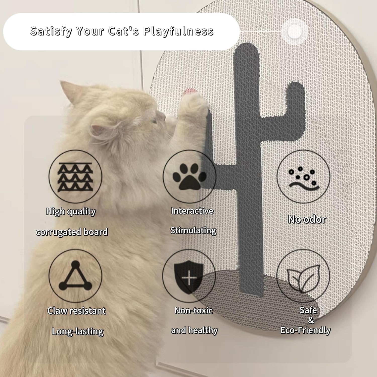 KFX-3797821 Wall-Mounted Cardboard Cat Scratching Pad with Catnip for Indoor Cats