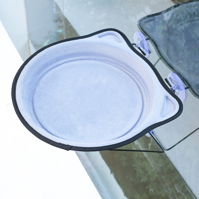 KFX-3797949 Sucker Window Sill Nest Round Cat Bed - Soft Short Plush Pet Nest for Cats