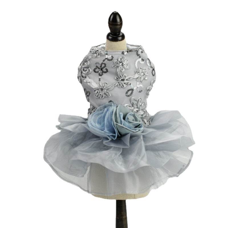 KFX-3798717 Elegant Pet Wedding Dress in Black, Gray or Gold – Sizes XS to XL, Made of Polyester