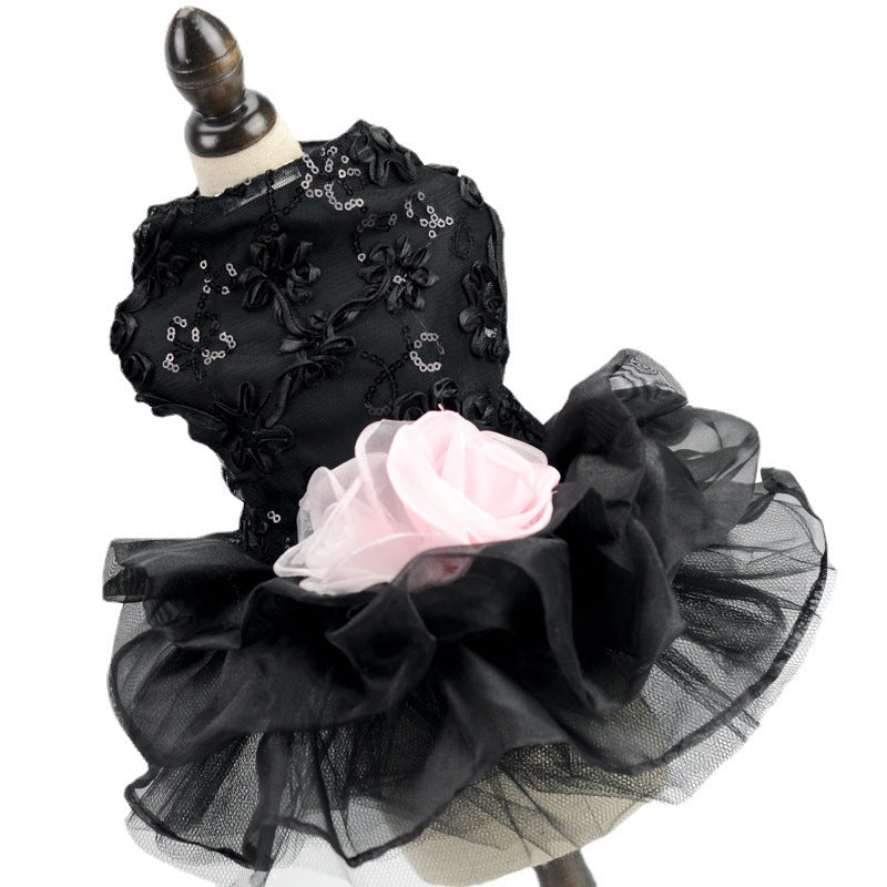 KFX-3798717 Elegant Pet Wedding Dress in Black, Gray or Gold – Sizes XS to XL, Made of Polyester