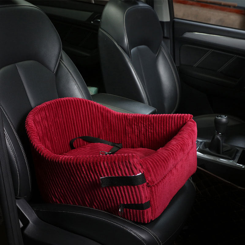 KFX-3800381 Portable Pet Car Seat Armrest for Travel - Available in Brown, Rose Red, Black, and Dark Red Cloth