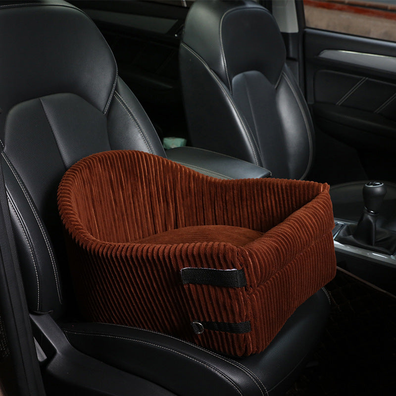 KFX-3800381 Portable Pet Car Seat Armrest for Travel - Available in Brown, Rose Red, Black, and Dark Red Cloth