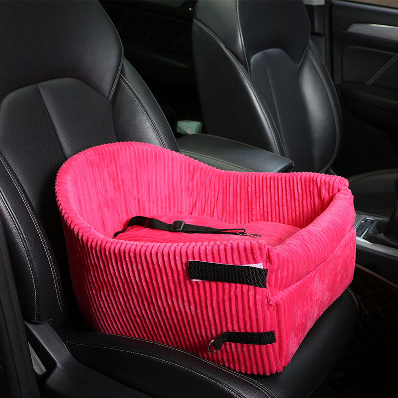 KFX-3800381 Portable Pet Car Seat Armrest for Travel - Available in Brown, Rose Red, Black, and Dark Red Cloth