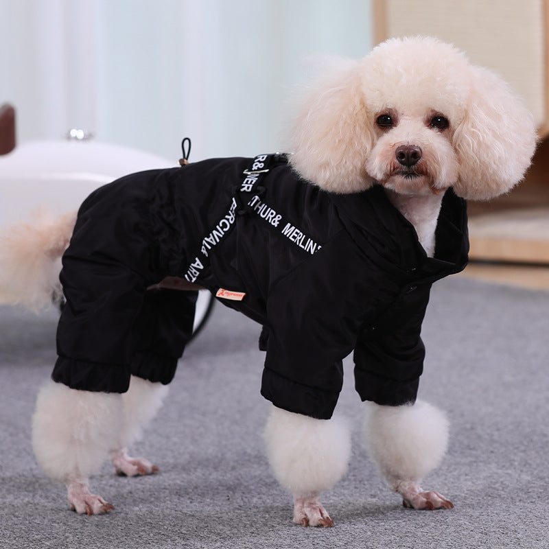 KFX-3800765 Red and Black Four-Legged Cotton and Fleece Sweaters for Small Dogs