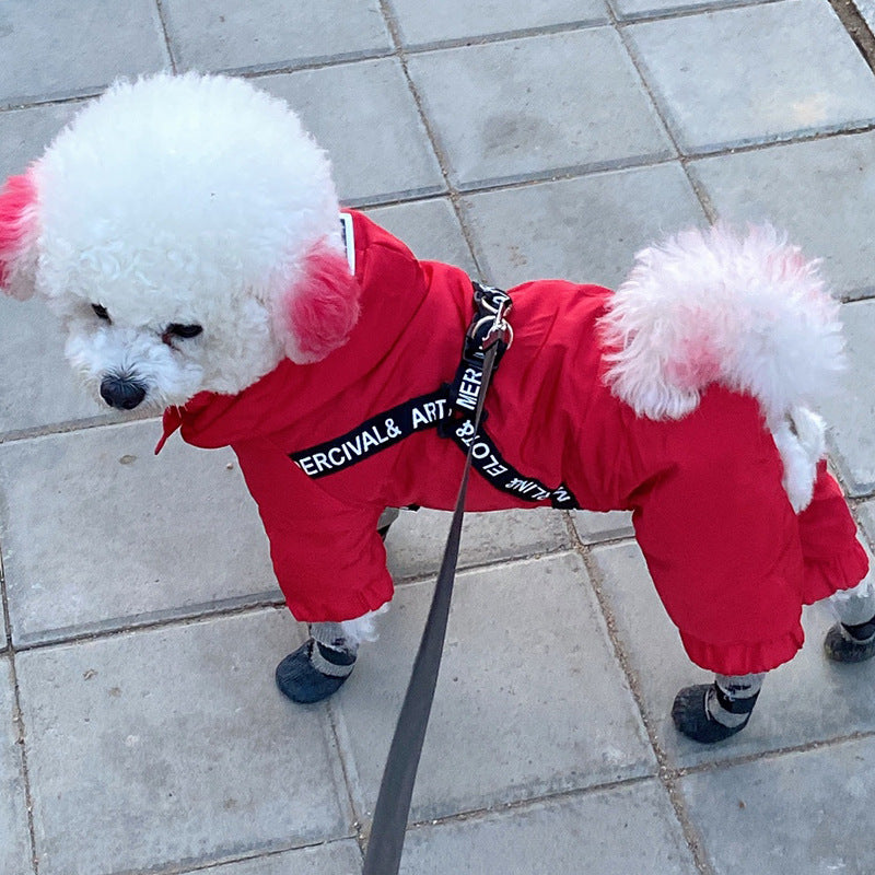 KFX-3800765 Red and Black Four-Legged Cotton and Fleece Sweaters for Small Dogs