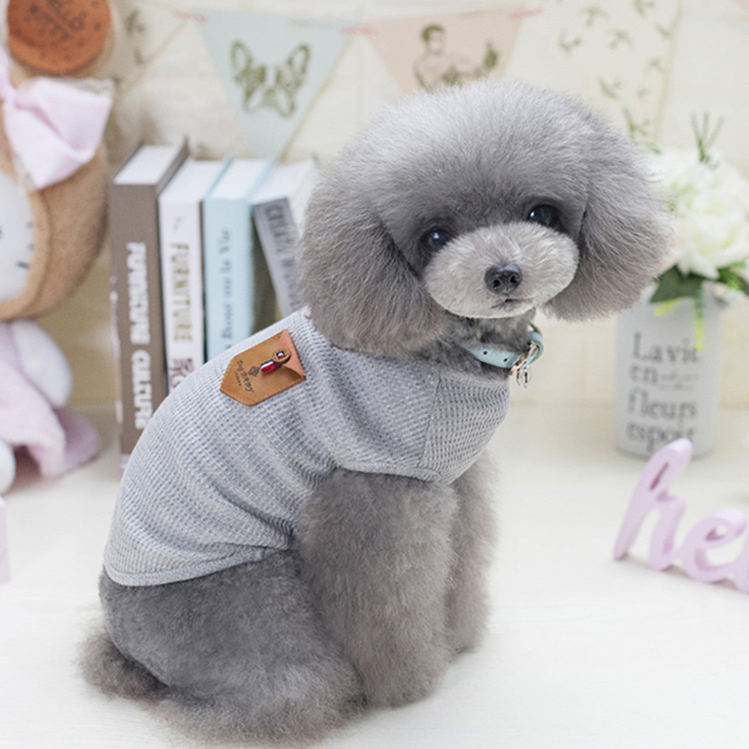 KFX-3802685 Breathable Cotton Dog T-Shirt Vest in Solid Colors for Casual Wear