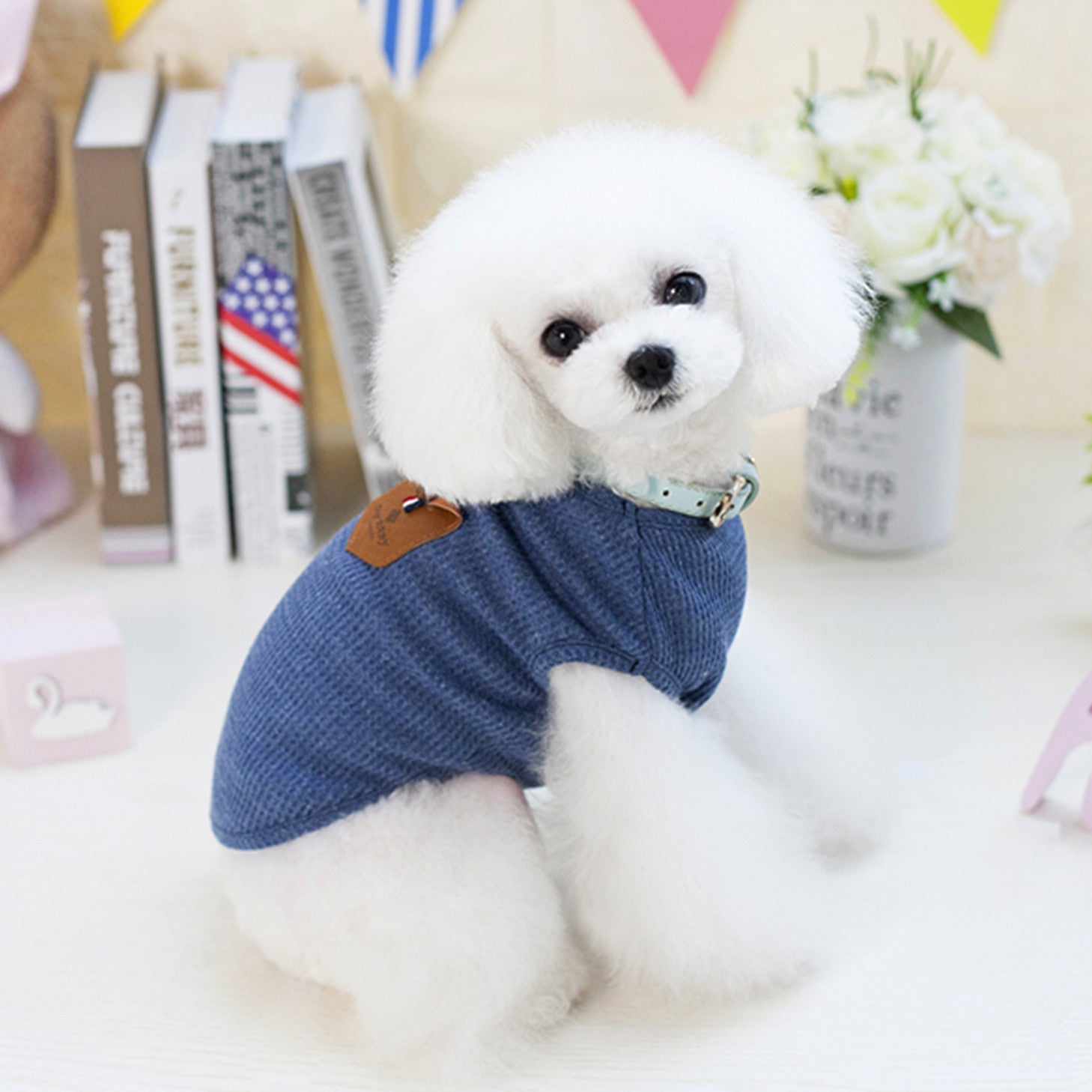 KFX-3802685 Breathable Cotton Dog T-Shirt Vest in Solid Colors for Casual Wear