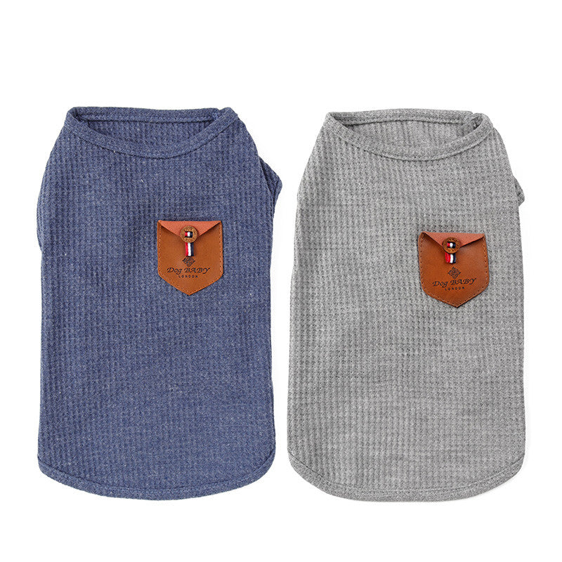 KFX-3802685 Breathable Cotton Dog T-Shirt Vest in Solid Colors for Casual Wear