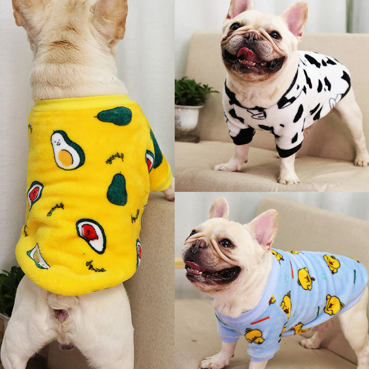 KFX-3802941 Cozy Coral Fleece Autumn and Winter Pajamas Jacket for Pets