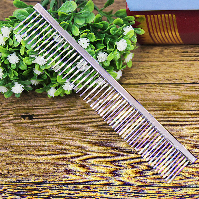 KFX-3807677 Dual Purpose Stainless Steel Pet Grooming Comb - 16.5cm Length, Suitable for Dense and Sparse Fur