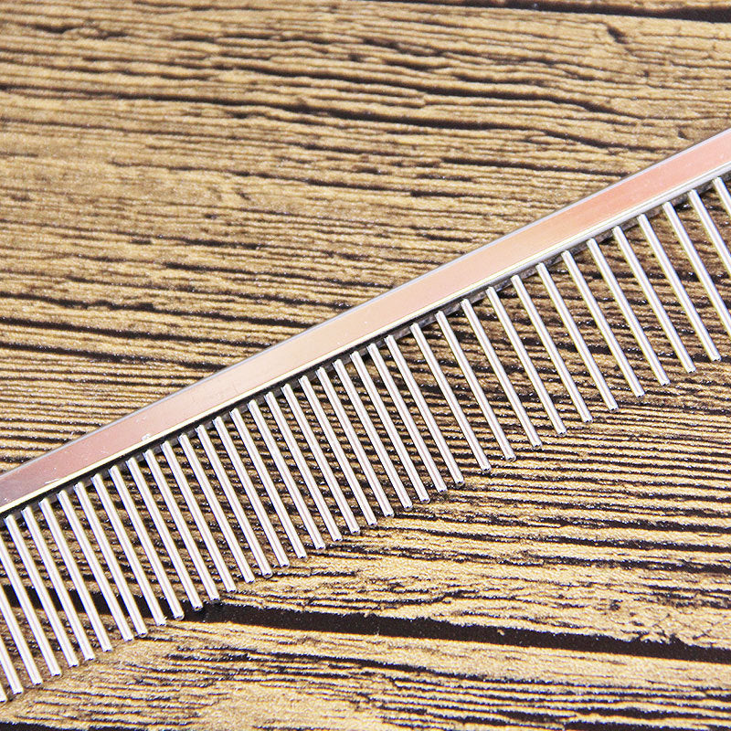 KFX-3807677 Dual Purpose Stainless Steel Pet Grooming Comb - 16.5cm Length, Suitable for Dense and Sparse Fur