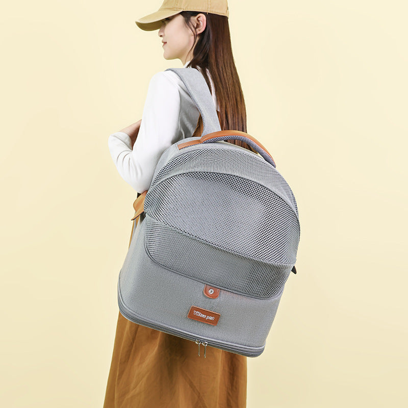 KFX-3808317 Expandable Large Capacity Cat Backpack - Breathable Nylon Design for Pets up to 9kg - Available in Pink, Gray, Milky White, and Blue