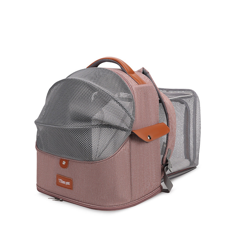 KFX-3808317 Expandable Large Capacity Cat Backpack - Breathable Nylon Design for Pets up to 9kg - Available in Pink, Gray, Milky White, and Blue