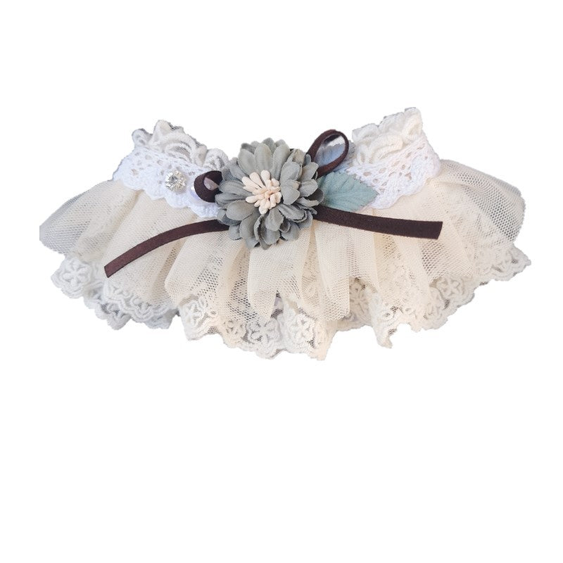 KFX-3809469 Cute Lace Bib for Small to Large Dogs and Cats in Beige, Pink, Apricot, and Malachite Green