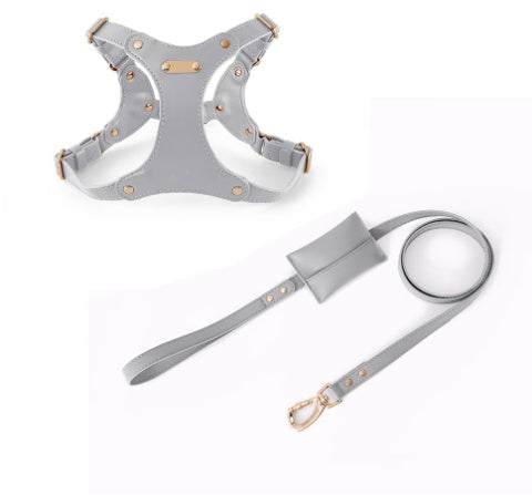 KFX-3811133 Stylish Leather Chest Strap Harness for Dogs in Various Colors and Sizes