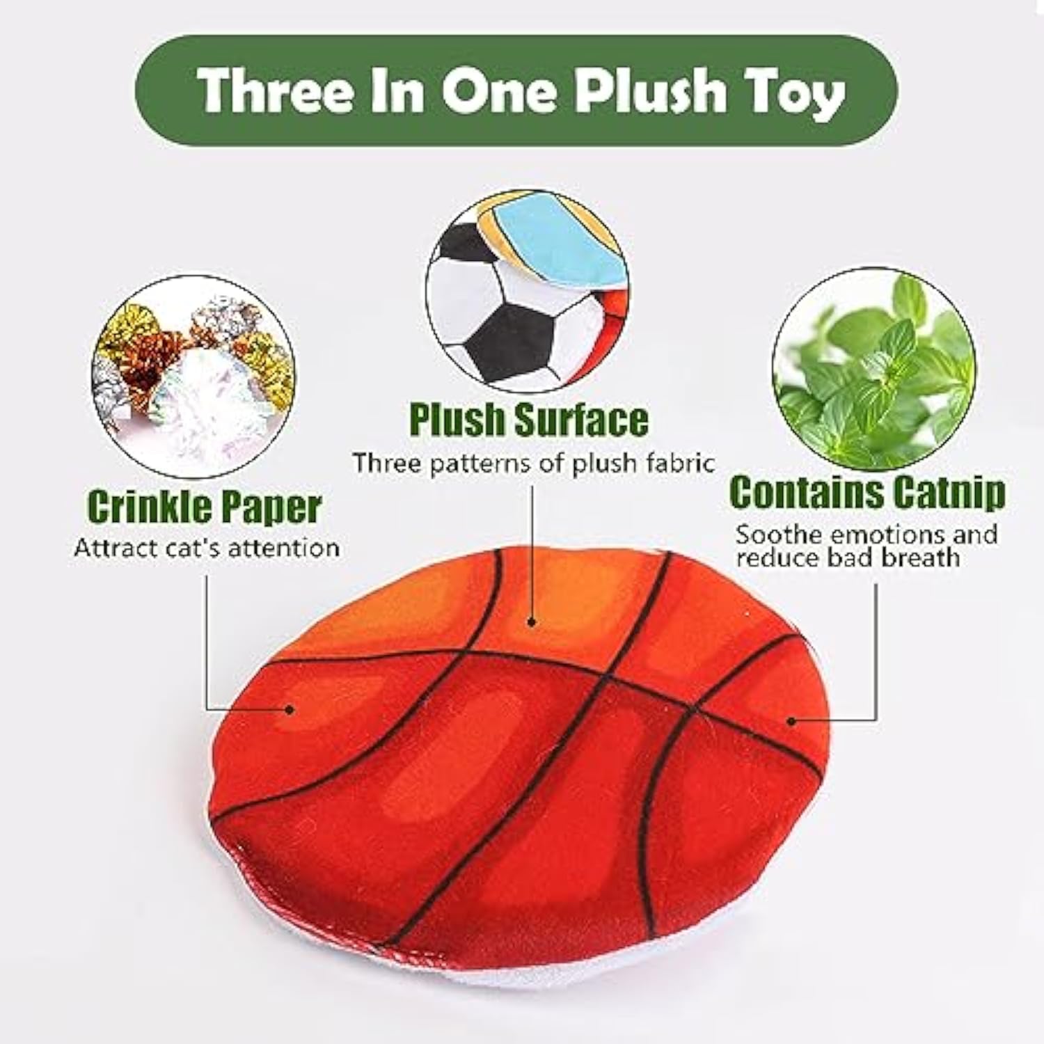 KFX-3815101 Interactive Cat Flying Disc Toy with Soft Plush, Catnip, and Mylar Crinkle Sound for Indoor Cats and Kittens