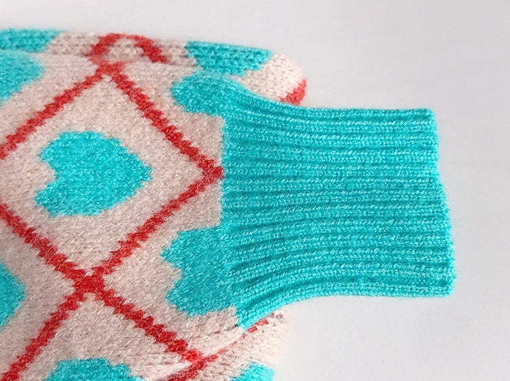 KFX-3815613 Warm Stretchy Dog Sweater with Diamond Heart Jacquard Design for Pugs, Bulldogs, and Bichons