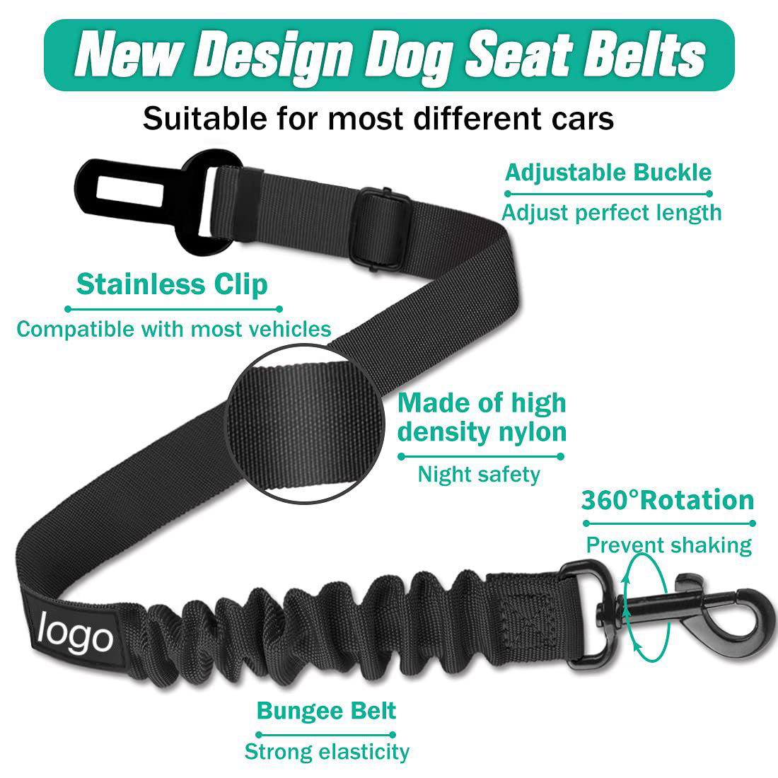 KFX-3817405 Adjustable Pet Seat Belt with Hand Holding Rope for Car Travel