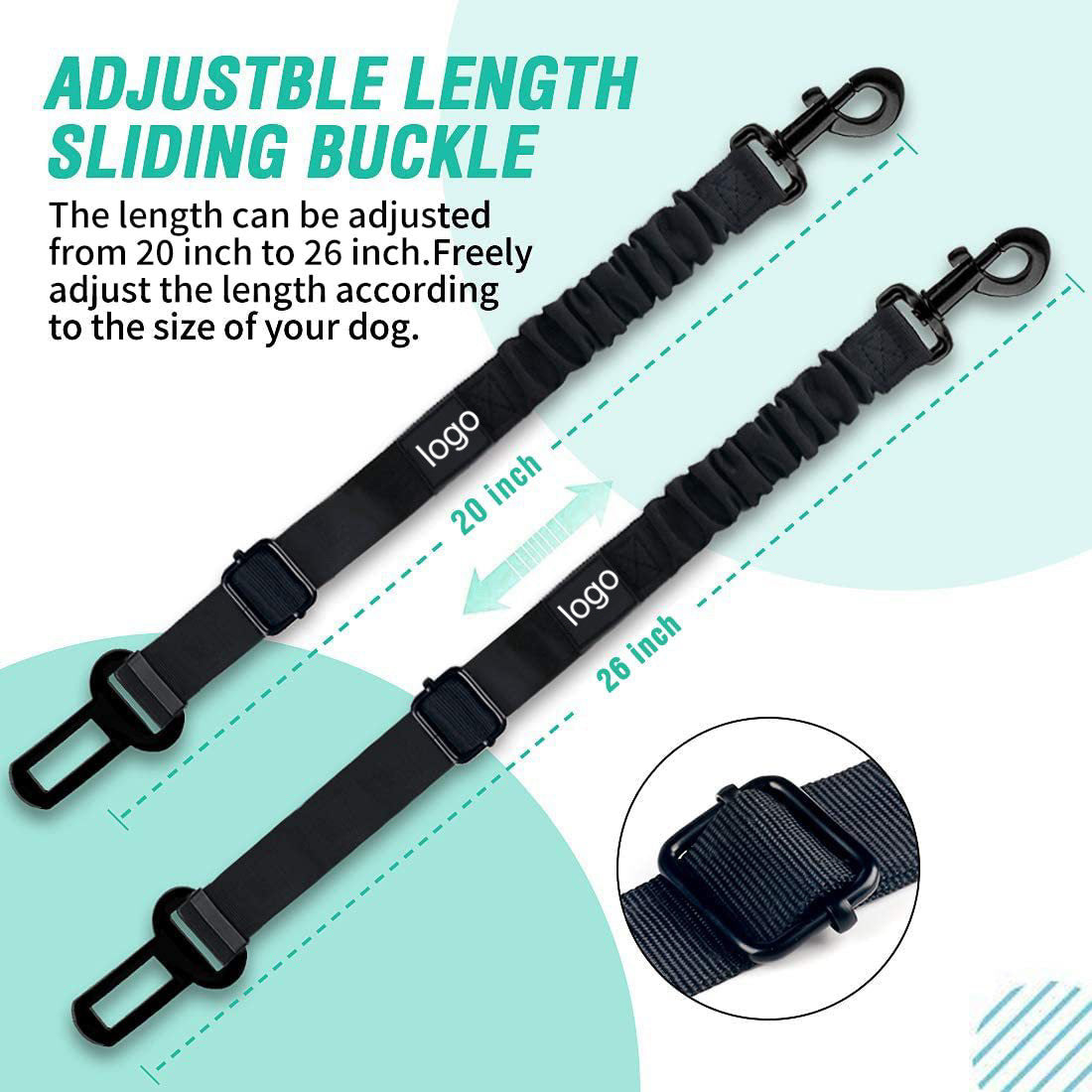 KFX-3817405 Adjustable Pet Seat Belt with Hand Holding Rope for Car Travel
