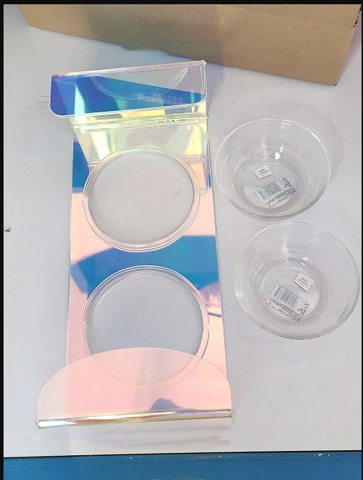 KFX-3817789 Dazzling Acrylic Pet Feeding Bowl for Small Dogs and Cats, Anti-Slip Design, Easy to Clean