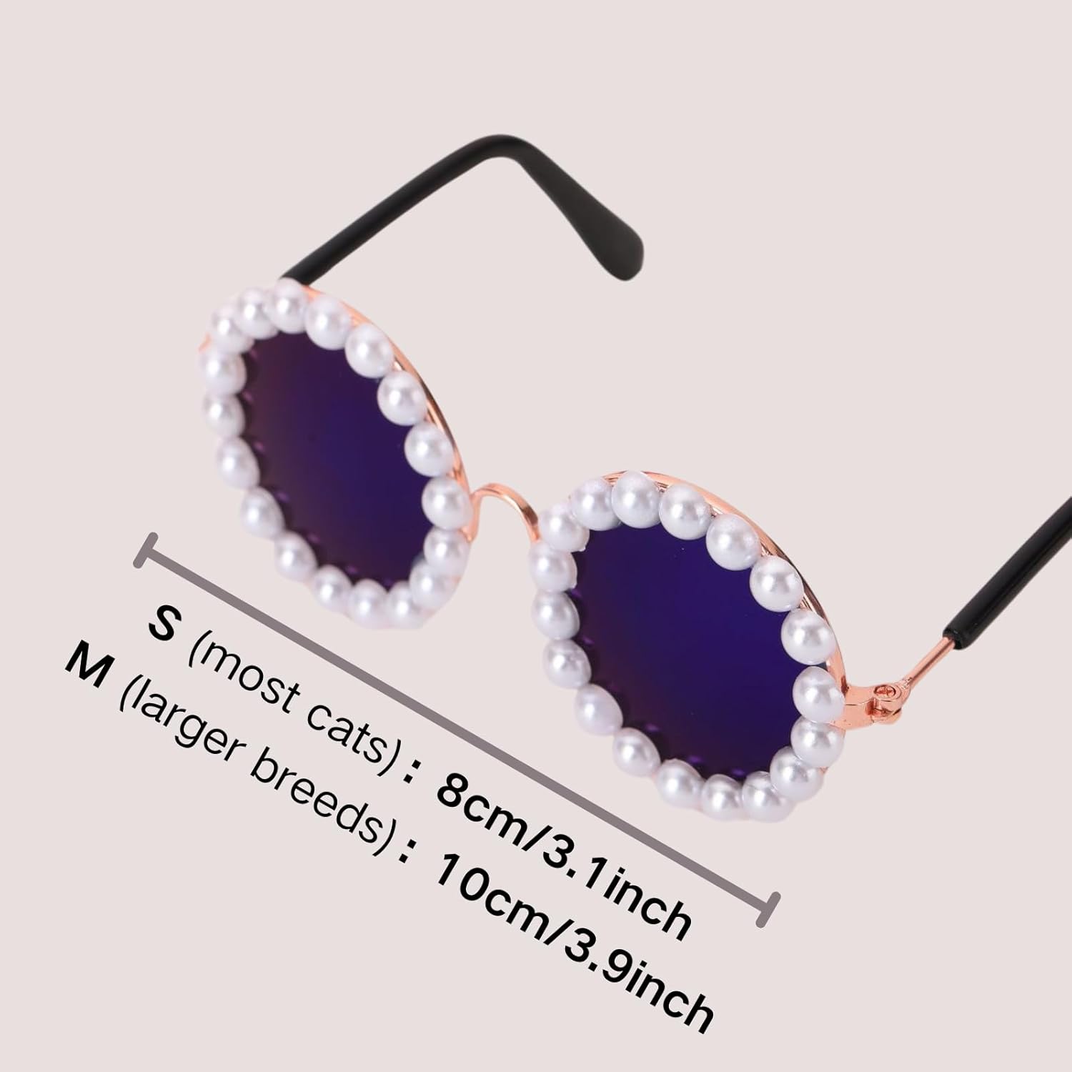 KFX-3820861 Pearl-Rimmed Round Sunglasses for Cats and Dogs - Stylish Costume Accessory for Parties and Celebrations
