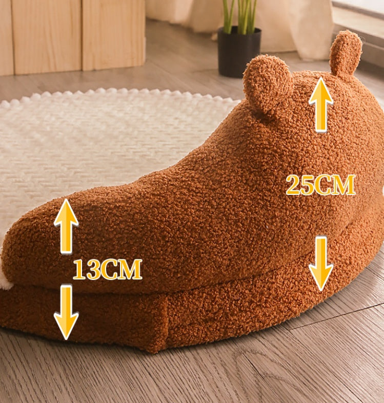 KFX-3821629 Cozy Flannel and Fleece Cat Nest Bed Mat for Pets - Dinosaur & Bear Styles, 53x53x23cm, for Cats up to 7.5kg