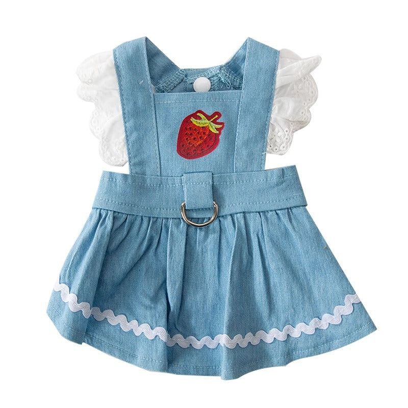 KFX-3822141 Strawberry Denim Skirt for Dogs - Traction Style, Multiple Sizes Available