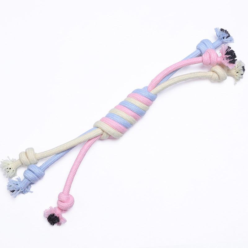 KFX-3824189 Interactive Cotton Rope Ball for Dogs and Cats - Bite Resistant Knot Toy in Macaron Colors