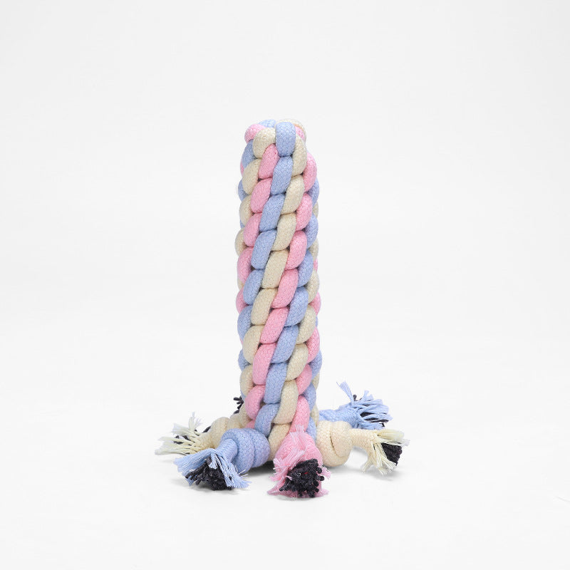 KFX-3824189 Interactive Cotton Rope Ball for Dogs and Cats - Bite Resistant Knot Toy in Macaron Colors
