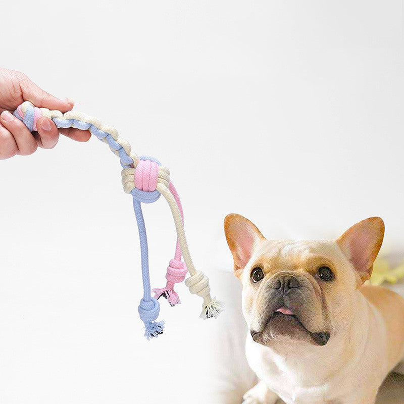 KFX-3824189 Interactive Cotton Rope Ball for Dogs and Cats - Bite Resistant Knot Toy in Macaron Colors