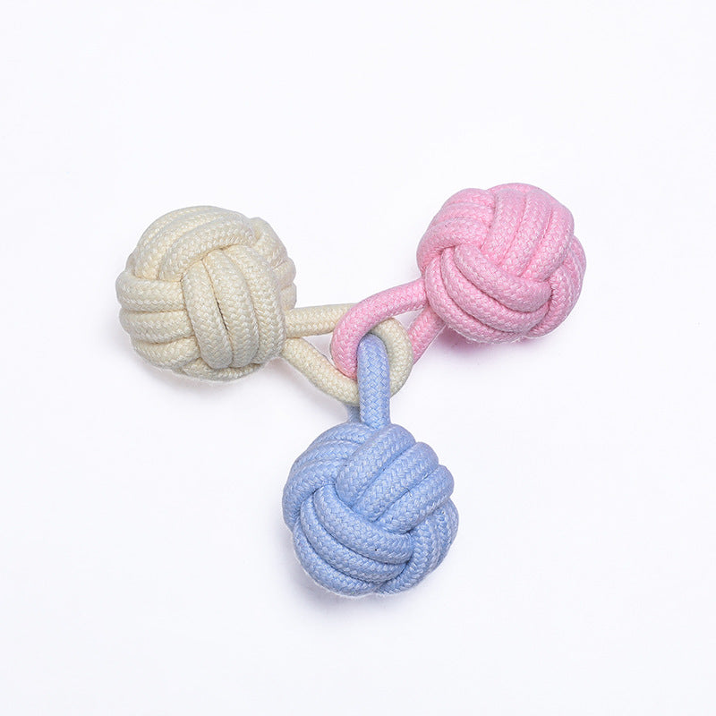 KFX-3824189 Interactive Cotton Rope Ball for Dogs and Cats - Bite Resistant Knot Toy in Macaron Colors