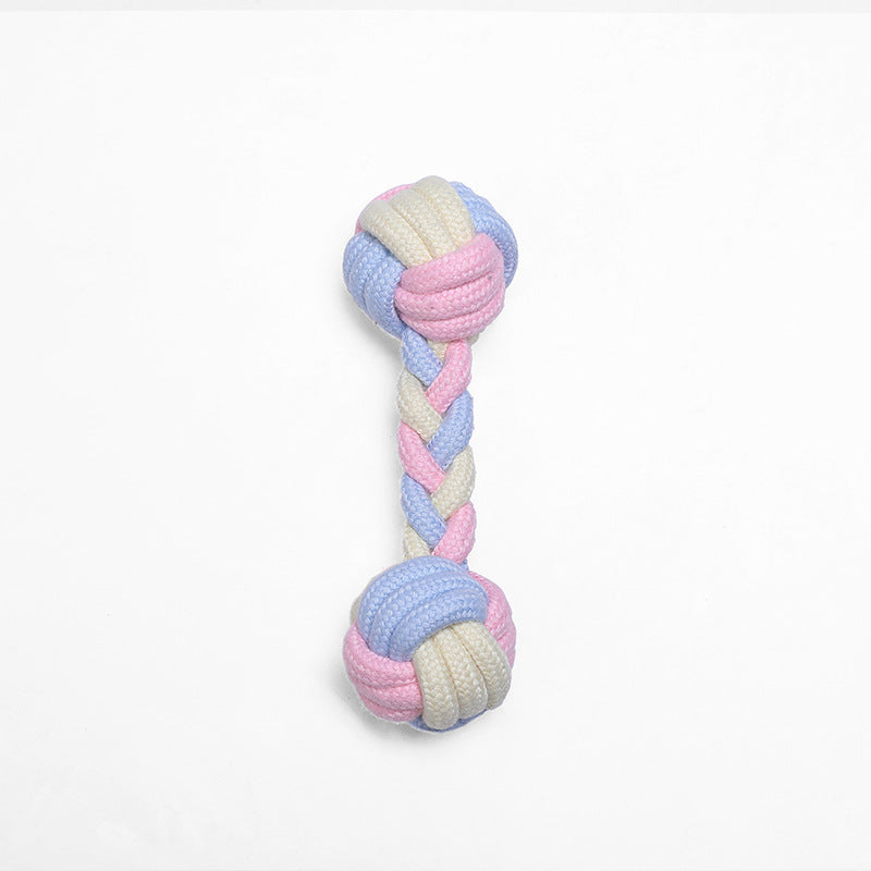 KFX-3824189 Interactive Cotton Rope Ball for Dogs and Cats - Bite Resistant Knot Toy in Macaron Colors