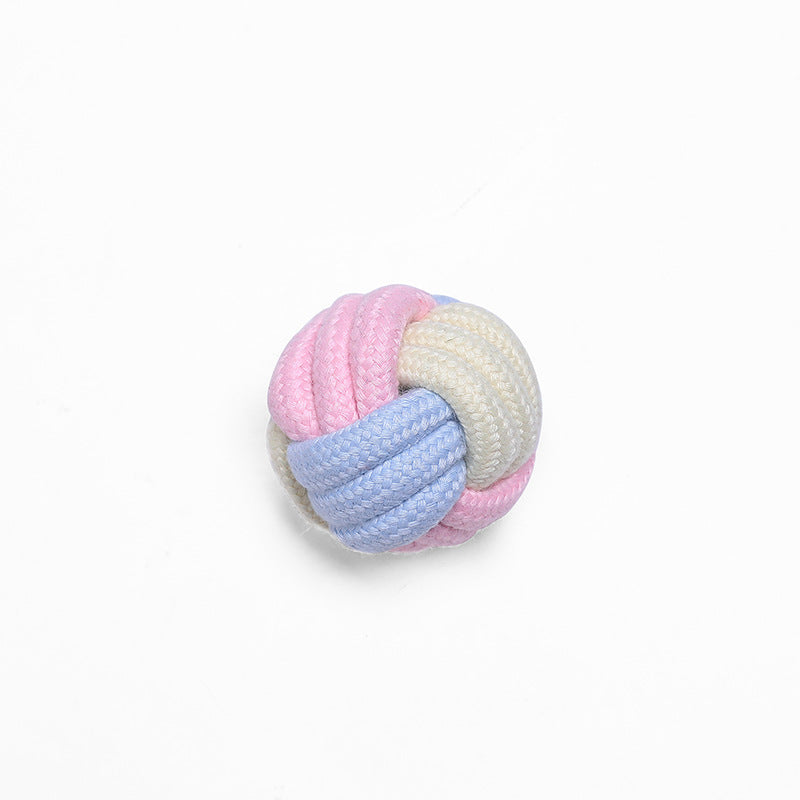 KFX-3824189 Interactive Cotton Rope Ball for Dogs and Cats - Bite Resistant Knot Toy in Macaron Colors