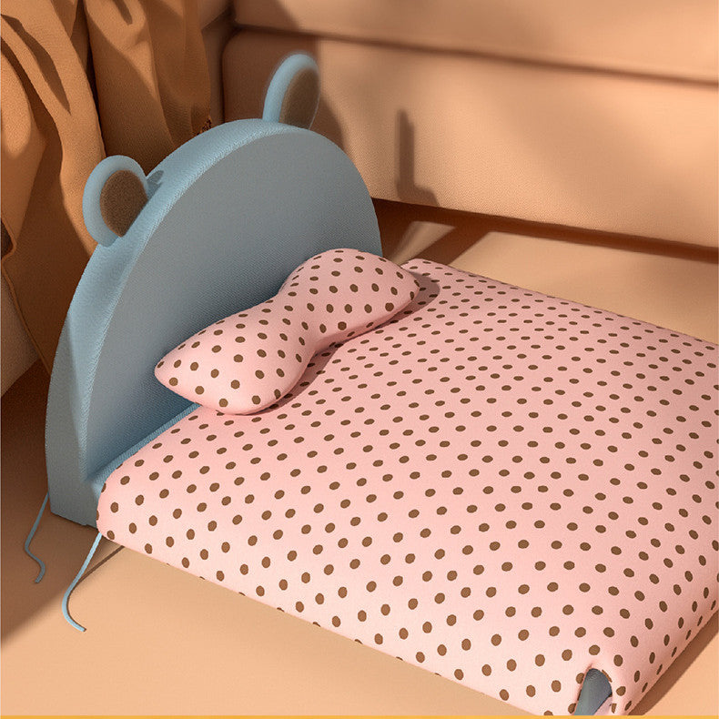 KFX-3827389 Cozy All-Season Small Dog and Cat Kennel Bed in Pink, Yellow, and Gray