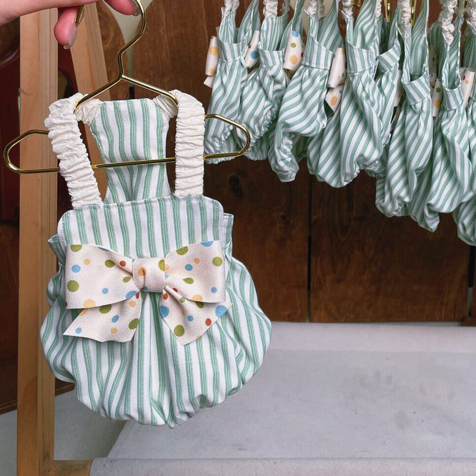 KFX-3827901 Cute Striped Suspender Skirt for Cats in Candy Pink and Green