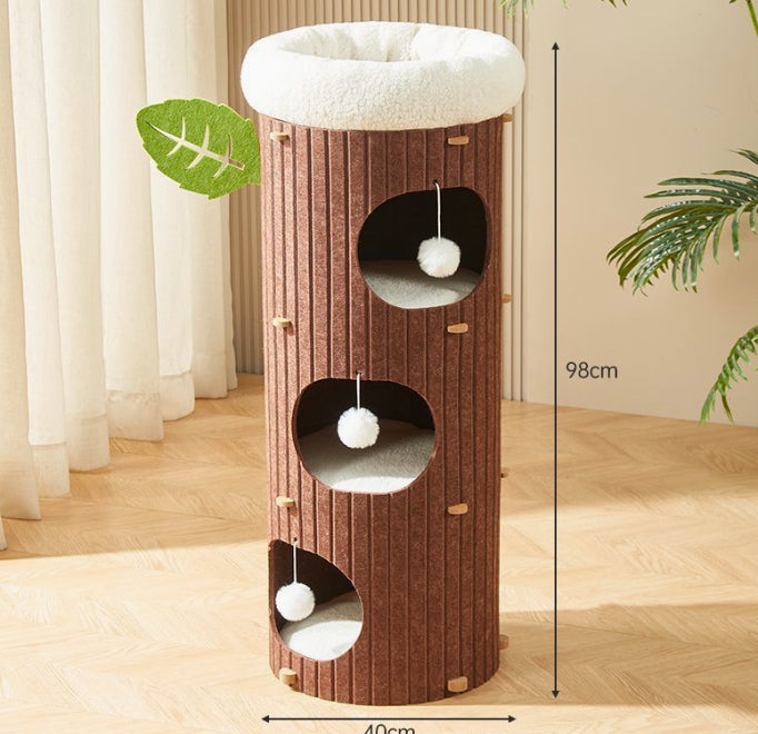 KFX-3828413 Cat Scratch Board Felt Nest for Cats - Wine Red & Camel Variants, Multi-layer Options Available