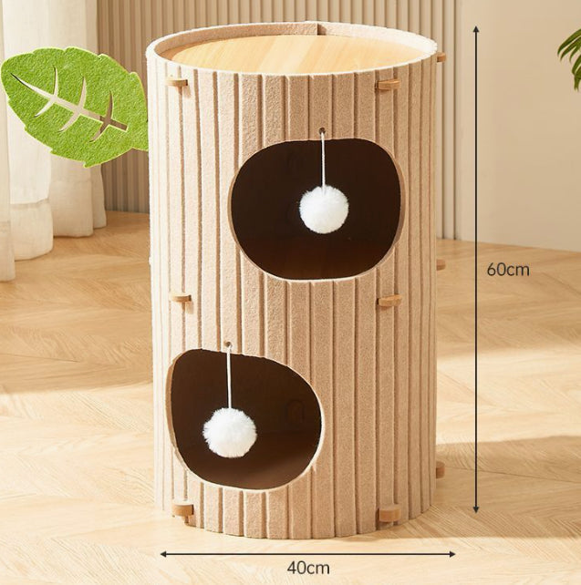 KFX-3828413 Cat Scratch Board Felt Nest for Cats - Wine Red & Camel Variants, Multi-layer Options Available