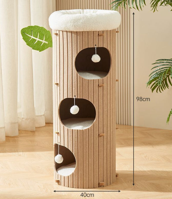 KFX-3828413 Cat Scratch Board Felt Nest for Cats - Wine Red & Camel Variants, Multi-layer Options Available