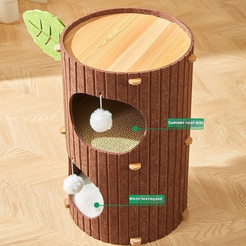 KFX-3828413 Cat Scratch Board Felt Nest for Cats - Wine Red & Camel Variants, Multi-layer Options Available