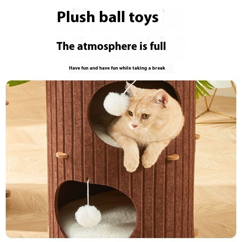 KFX-3828413 Cat Scratch Board Felt Nest for Cats - Wine Red & Camel Variants, Multi-layer Options Available