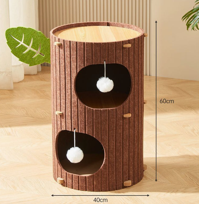 KFX-3828413 Cat Scratch Board Felt Nest for Cats - Wine Red & Camel Variants, Multi-layer Options Available