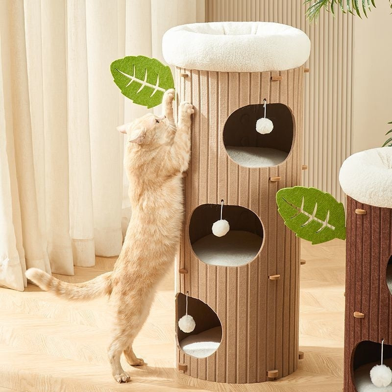 KFX-3828413 Cat Scratch Board Felt Nest for Cats - Wine Red & Camel Variants, Multi-layer Options Available