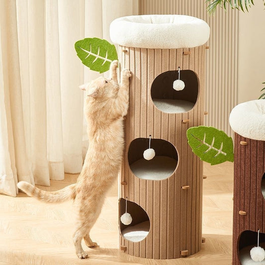 KFX-3828413 Cat Scratch Board Felt Nest for Cats - Wine Red & Camel Variants, Multi-layer Options Available