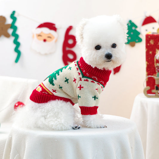 KFX-3828925 Green Christmas Tree Dog Sweater with Matching Red Venus Hat - Available in Multiple Sizes