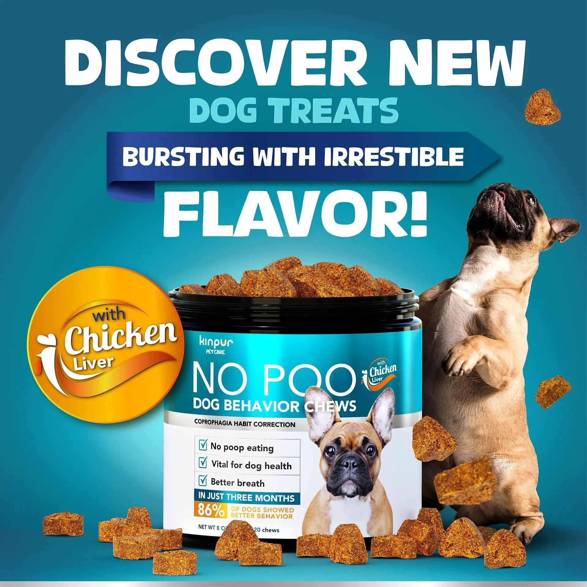 KFX-3829181 No Poo Chews for Dogs - Digestive and Gut Health Supplement, Soft Chews to Discourage Stool Eating, 180 Count